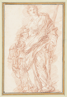 Drawing, Allegory of justice with sword and scales