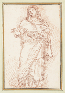 Drawing, Standing figure with basket