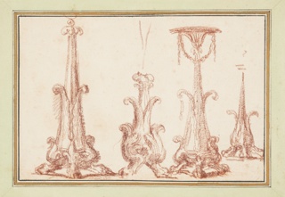 Drawing, Four plant-like pedestals