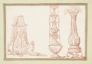 Drawing, Cabinet, fountain and pillar