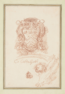 Drawing, Costaguti coat of arms and part of a female figure