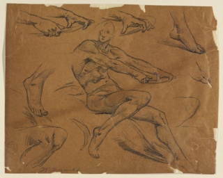 Drawing, Studies of a Seated Nude