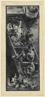 Drawing, Cock and Chickens