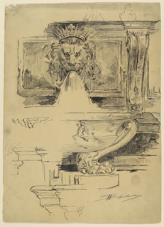 Drawing, Study of a Fountain, Italy