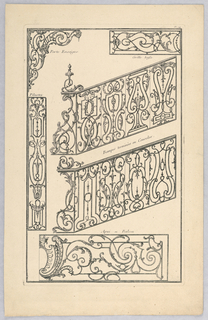 Print, Plate 94 from Divers dessins de balcons à plusieurs usages (Variety of Balcony Designs)