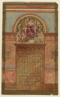 Drawing, Design for the Entrance Wall of a Courtroom