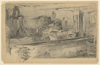 Drawing, Cattle Study for Sheep-Shearing