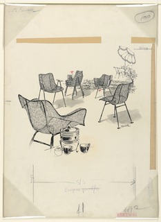Drawing, Drawing for Advertising, molded mesh chairs