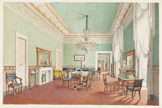 Drawing, A Salon in the Palazzo Satriano, Naples