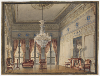 Drawing, A Small Salon in the Montpensier Wing, Palais Royal