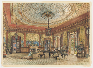 Drawing, The Japanese Salon, Villa Hügel, Hietzing, Vienna
