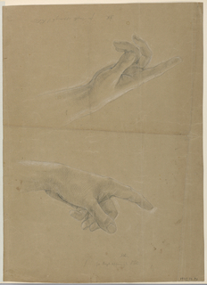 Drawing, Two Studies of Hand for Angel Appearing to St. Peter in "Early Christian Martyrs"