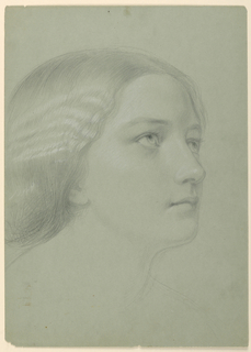 Drawing, Study of a Woman's Head for "A Magdalen"