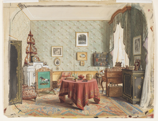 Drawing, A Sitting Room with a Writing Table
