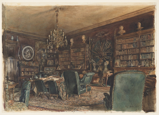 Drawing, The Library in the Apartment of Count Lanckoronski in Vienna, Riemergasse 8