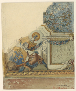 Drawing, Corner detail of ceiling, Hotel de Cluny, Paris