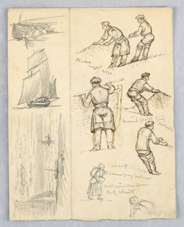 Drawing, Fishermen at Étretat