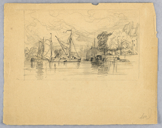 Drawing, Sailboats on Water