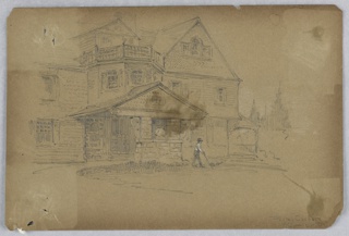Drawing, Porte-cochère, Scott Cottage