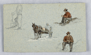Drawing, Horse and Cart, Man with a Shovel