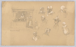 Drawing, Sketches of Townspeople in Mont St. Michel and Vitré
