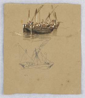 Drawing, Boats with Figures