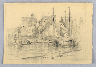 Drawing, Boats in a Bay