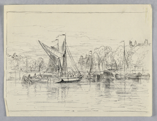 Drawing, Boats on a Bay