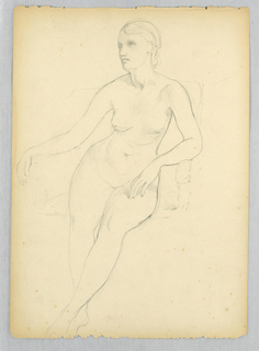 Drawing, Seated Nude Study for Portrait of Helen Hamersley