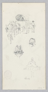 Drawing, Horse and wagon