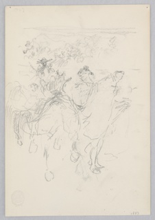 Drawing, Men on horseback