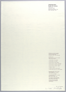 Print, Cover Sheet for Tipografia, Studio di Costume from "Progetti Scenici per 'Sintesi Futuriste'" Portfolio, "Typographic Costume Study"