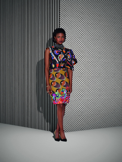 Dress, made with textiles from the Tell collection