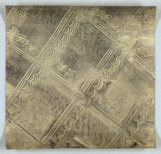 Drawing, Design for Decorated Paper: Dark Gray Squares with Scalloped Edges