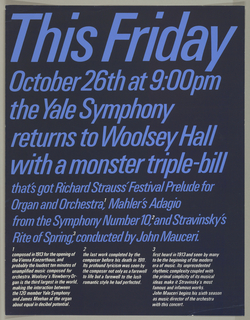 Poster, Strauss, Mahler, Stravinski - The Yale Symphony
