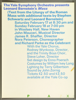Poster, The Yale Symphony Orchestra Presents Leonard Bernstein's Mass