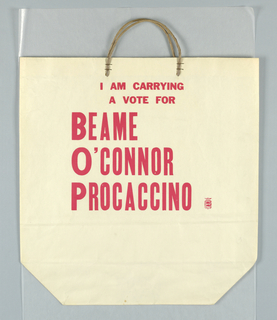 Shopping Bag, Beame, O'Connor, Procaccino Campaign