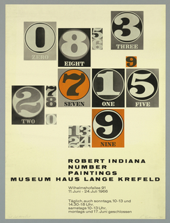 Poster, Exhibition Poster for Robert Indiana, Number Paintings: Museum Hans Lange Krefled