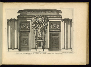 Print, Interior Wall Elevation with a Statue of the King Louis XIV