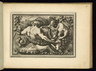 Print, Paneling Design with Two Satyrs