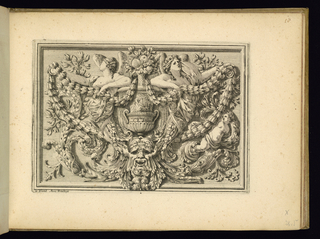 Print, Panel Design with a Vase and Female Figures