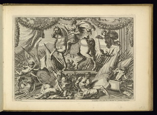 Print, Trophy of Arms with an Equestrian Statue