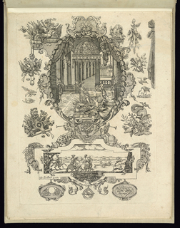 Print, Designs for Firearms Ornament and Hunting Scenes