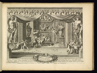 Print, Title Page and Alcove with Mercury Approaching Herse’s Bed
