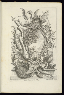 Bound Print, Cartouche with a Dragon and Armorial Trophy