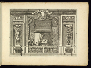 Print, Alcove with a Bed and Figures