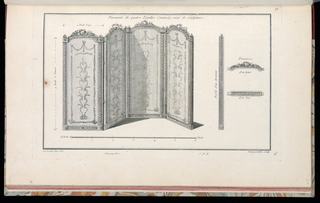 Print, Paravent de quatre Feuilles Ceintrées, orné dee Sculpture