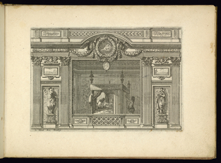 Print, Interior Alcove with a Bed