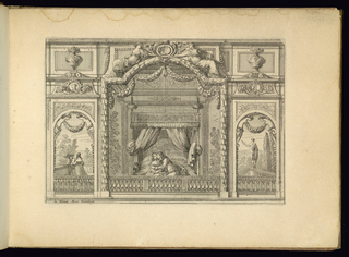 Print, Interior Alcove with a Bed