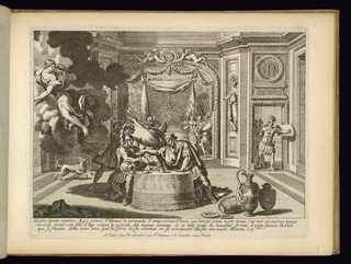 Print, Alcove with Aegeus Preventing Theseus from Drinking Poison